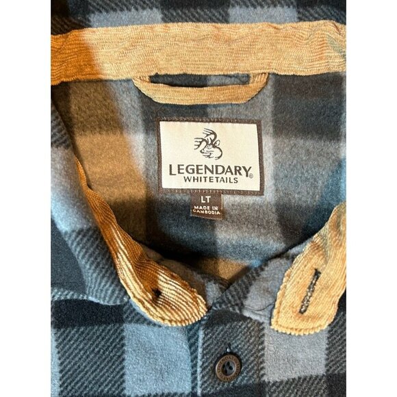 Legendary Whitetails Flannel Jacket Black/Grey Plaid Men’s Size Large Tall - Picture 4 of 8